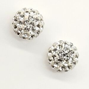 14k Yellow Gold Stud White Crystal Ball Earrings 3D 585 Pave Ice 7mm Round Real